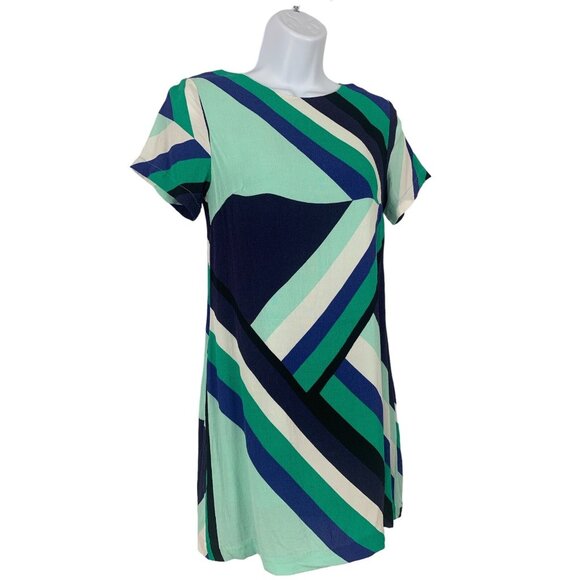 Oliviaceous Womens Shift Dress Multicolor Geometric Print Short Sleeve Small - Picture 2 of 11